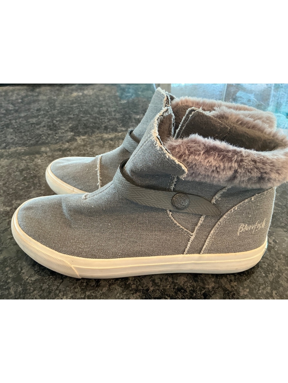 Blowfish Malibu Grey Canvas Casual Boots size 9.5